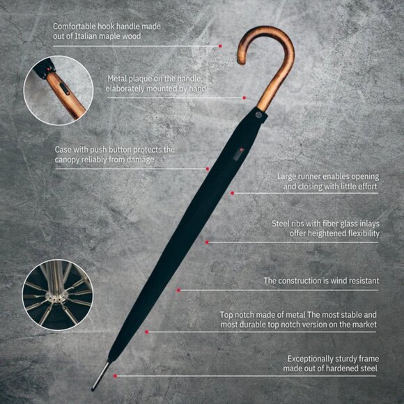 Knirps Long Wood Handle Automatic Stick Umbrella - Picture 2 of 4